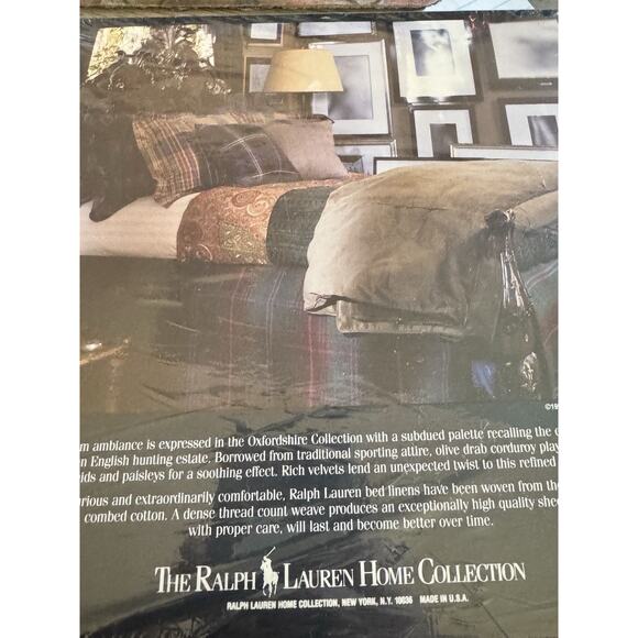 Vintage RALPH LAUREN KING Flat Sheet Whitbury Paisley Black Red Brown Combed - Picture 6 of 8